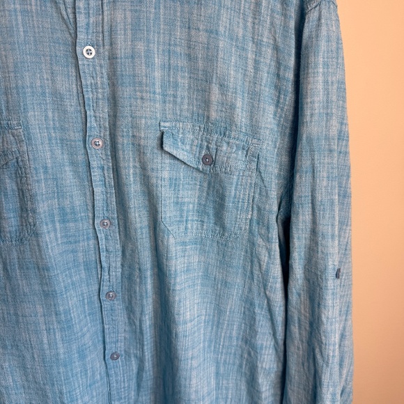 RedSquad Tailored Fit Men's Long Sleeve Cotton Button Up Shirt Blue XL Roll-Tab - Picture 4 of 14